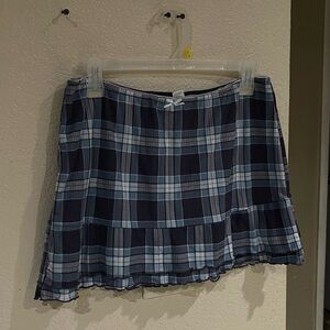 Blue Plaid Mini Skirt Skort Built-in Shorts